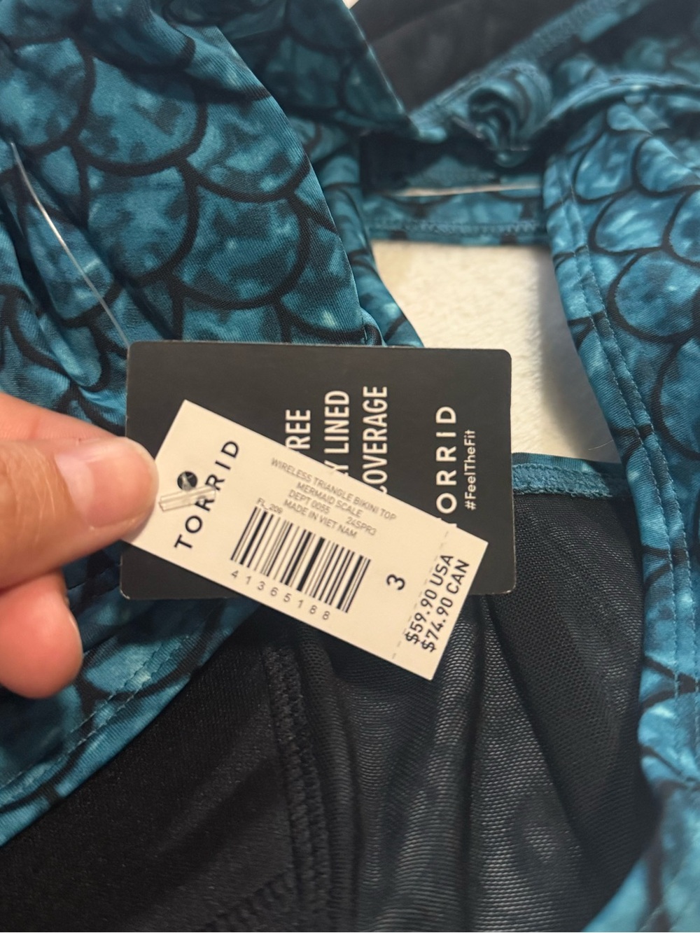 Torrid Wireless Triangle Bikini Top Mermaid Scale - Picture 5 of 5